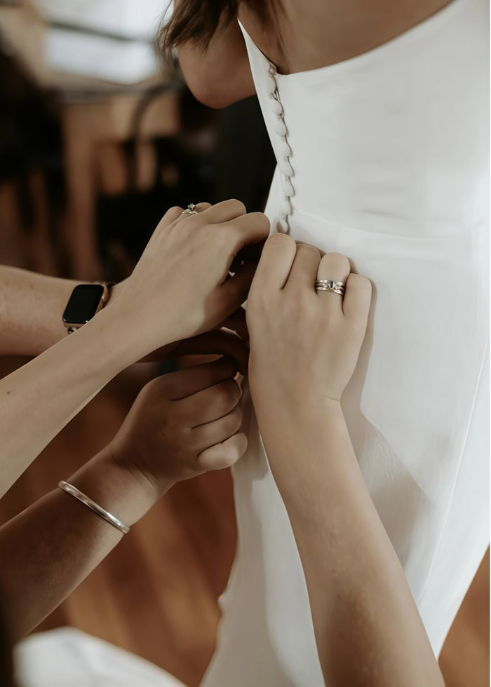 Frederica | Mermaid Strapless Pleated Backless White Satin Wedding Dress Train with Sleeveless - Price #price_variant_lowest# - White - PromDressClub