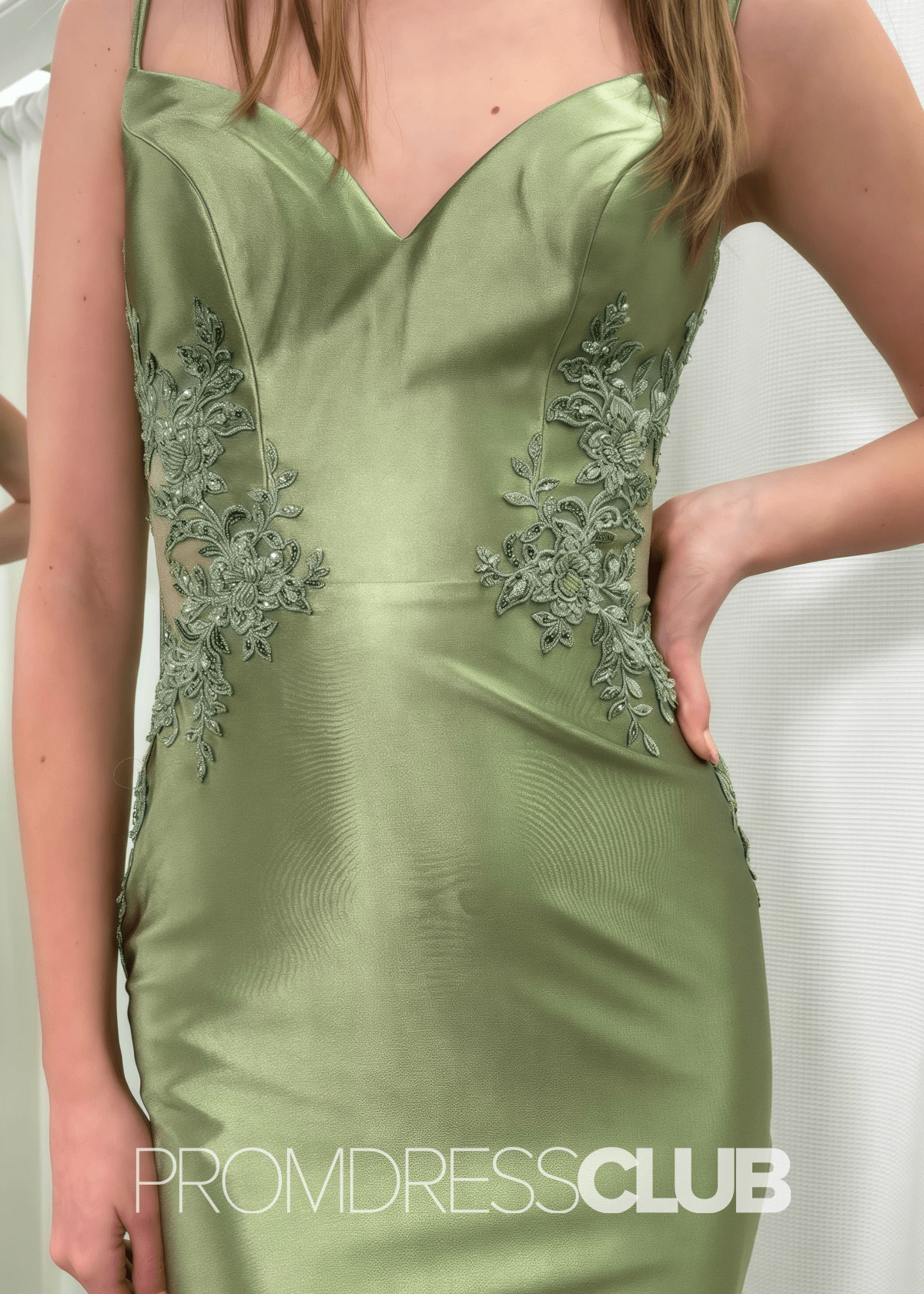 Frederica | Plus Size Sage Green Prom Dresses Long Mermaid Sweetheart with Openwork Lace - Sage - PromDressClub