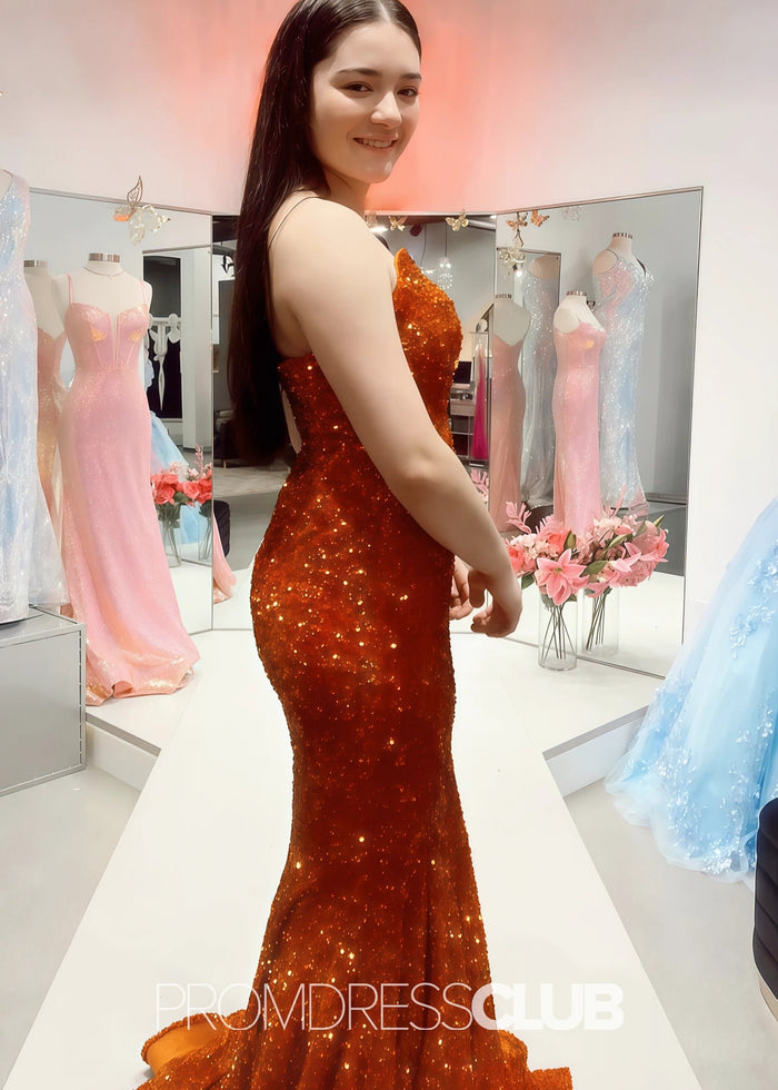 Gemma |Long Black Prom Dresses Near Me With Mermaid Sweetheart Sequins - Price #price_variant_lowest# - Orange - PromDressClub