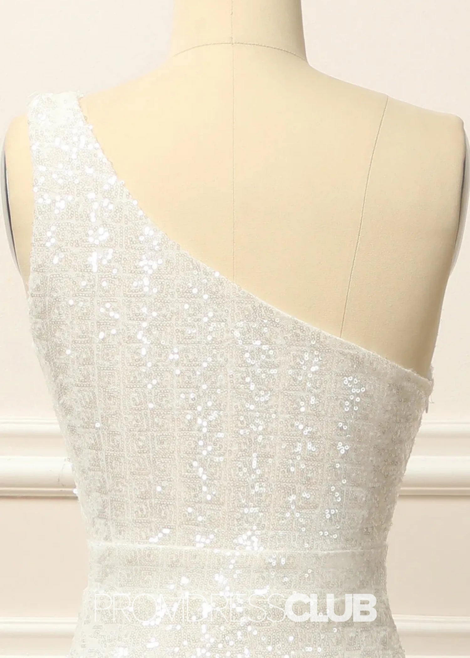 Genevieve |Long White Prom Dresses Near Me With Mermaid One Shoulder Sequins - White - PromDressClub