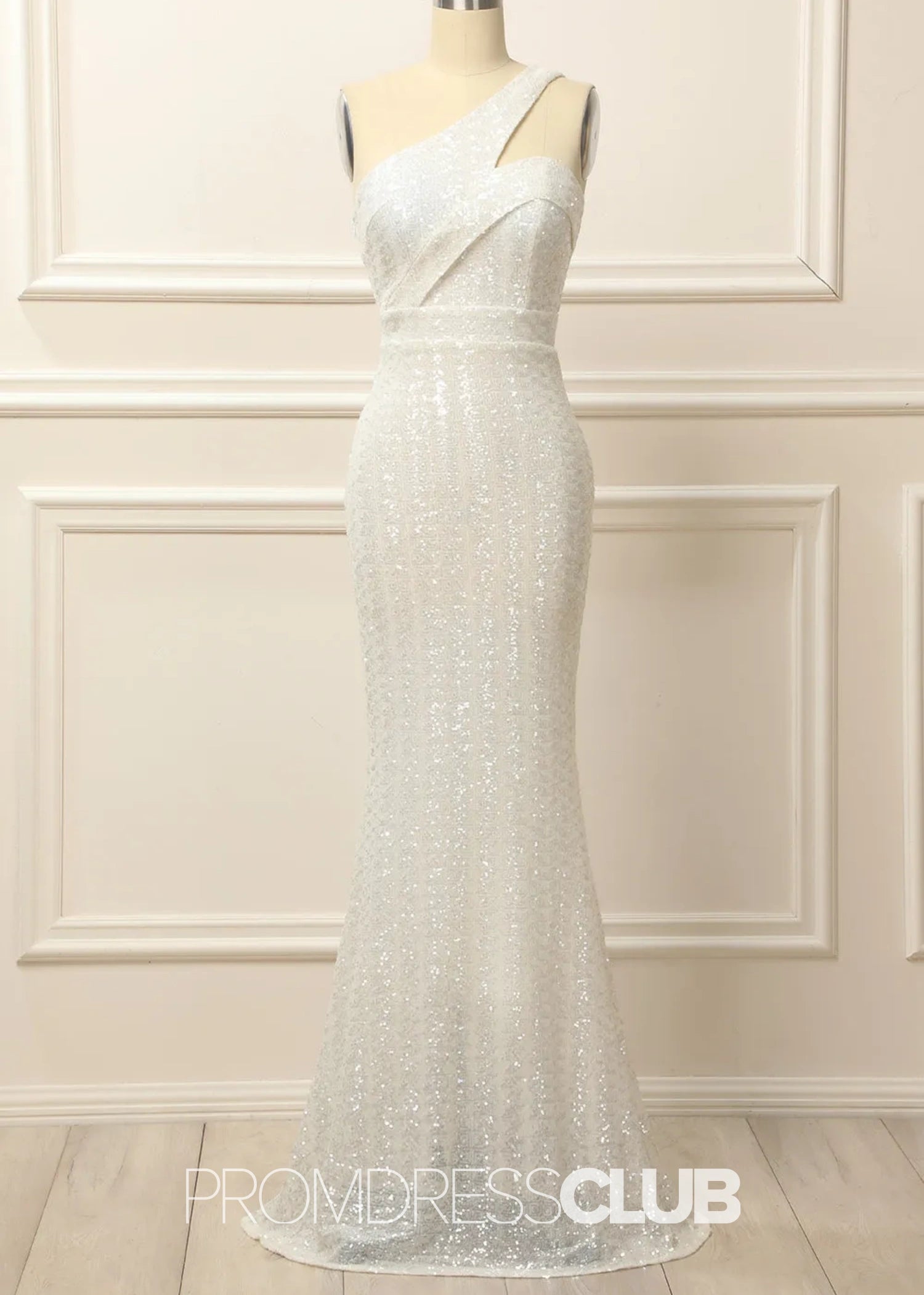 Genevieve |Long White Prom Dresses Near Me With Mermaid One Shoulder Sequins - Price #price_variant_lowest# - White - PromDressClub