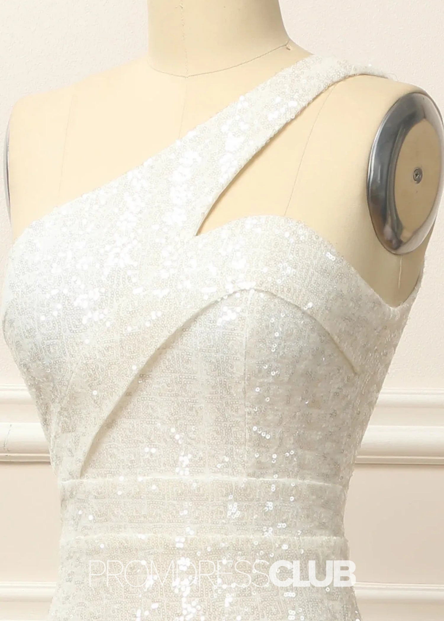 Genevieve |Long White Prom Dresses Near Me With Mermaid One Shoulder Sequins - Price #price_variant_lowest# - White - PromDressClub