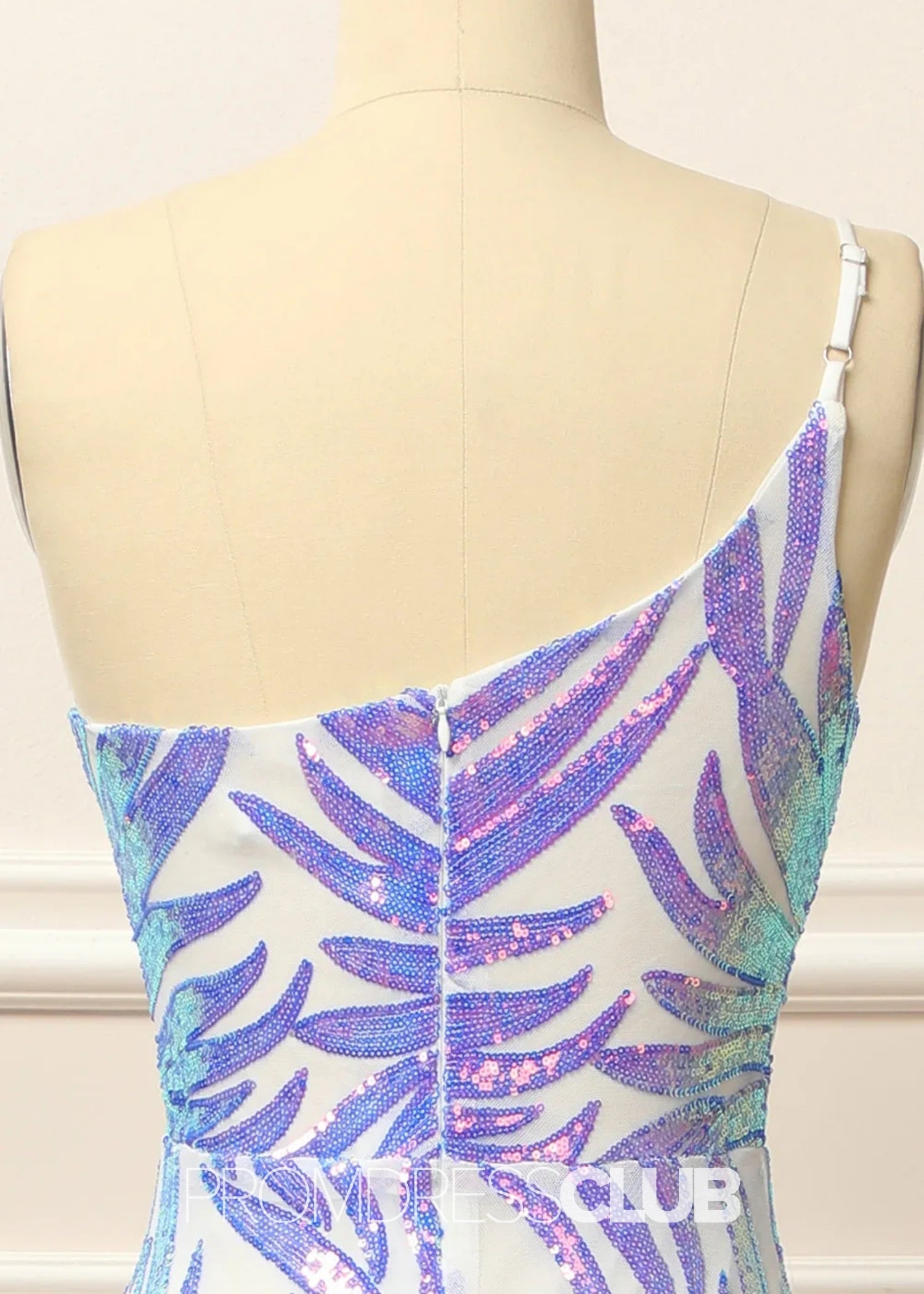 Georgia |Long Glitter White Prom Dresses Near Me With Mermaid One Shoulder Sequins - Purple - PromDressClub