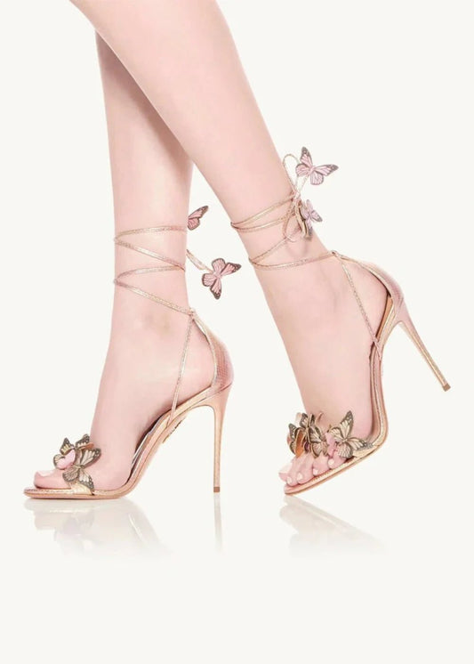 Glamorous Black and Gold Lace Up Block High Heels Sandals Shoes - Elevate Your Style for Every Occasion - Gold - PromDressClub 1000