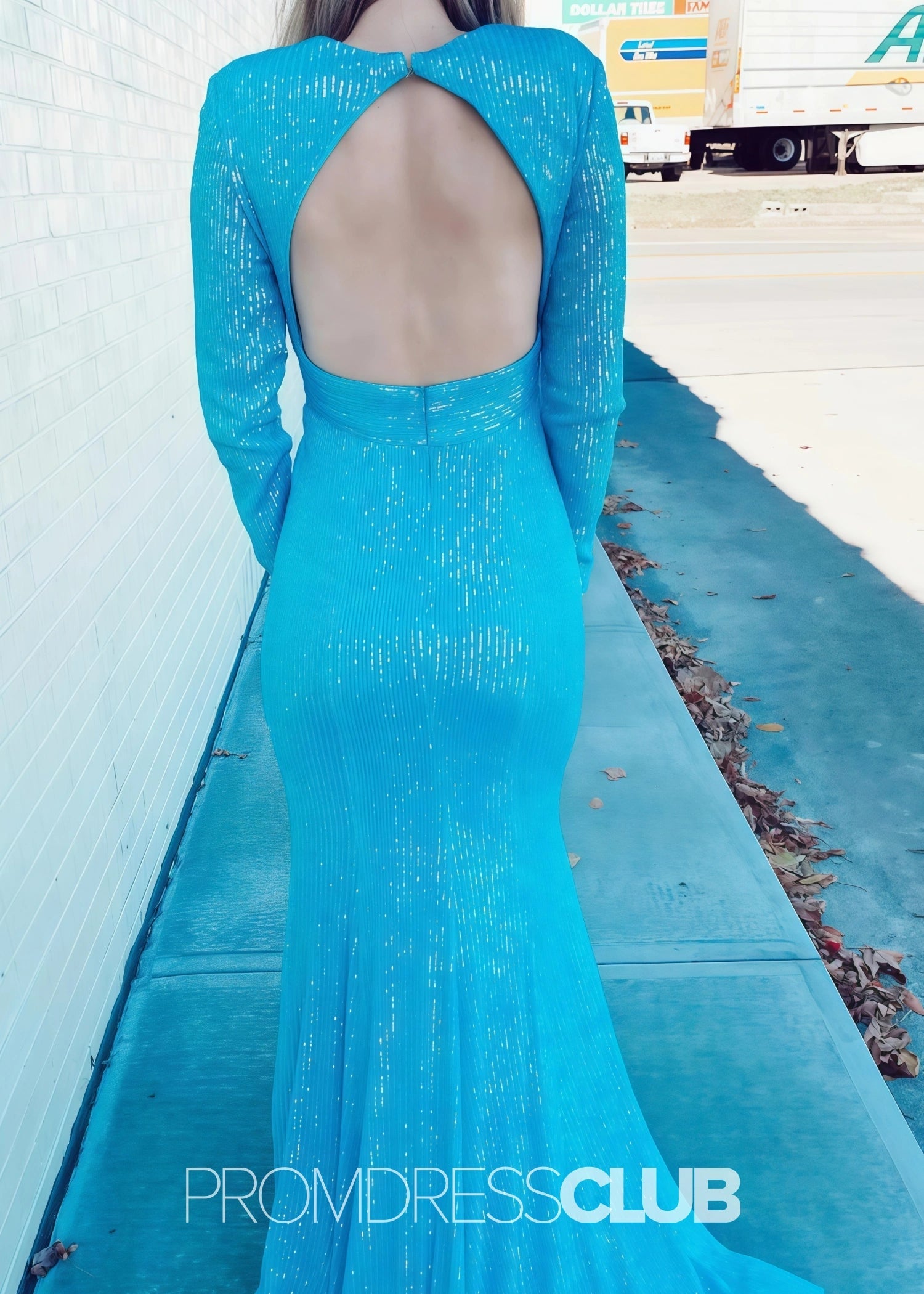 Gloria |Long Red Prom Dresses Near Me With Mermaid Deep V Neck Front Split Formal Dresses - Price #price_variant_lowest# - Blue - PromDressClub