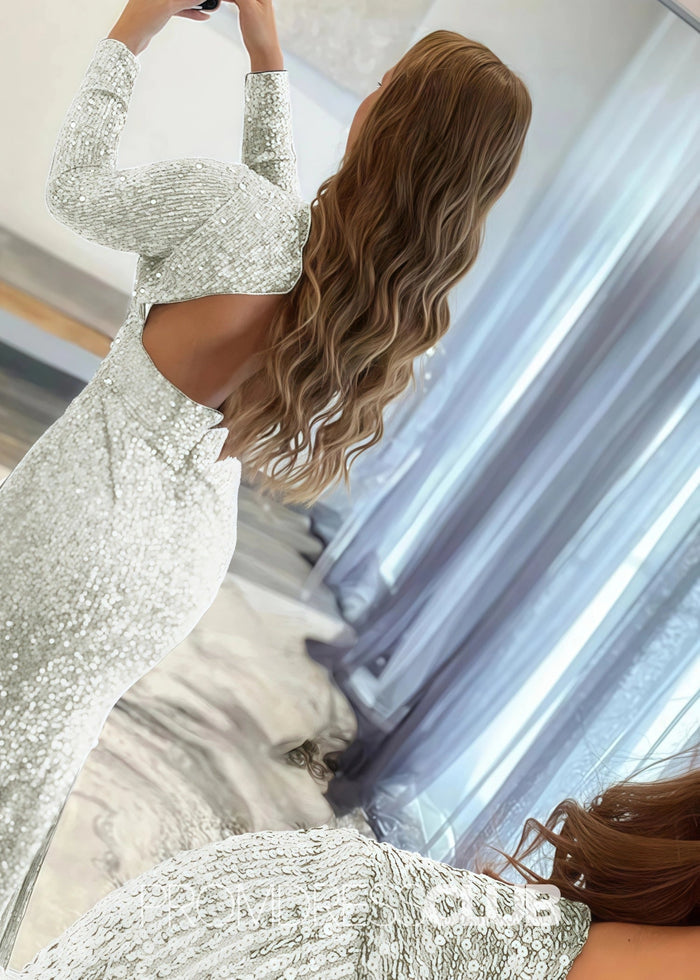 Gloria |Long Red Prom Dresses Near Me With Mermaid Deep V Neck Front Split Formal Dresses - Price #price_variant_lowest# - Ivory - PromDressClub