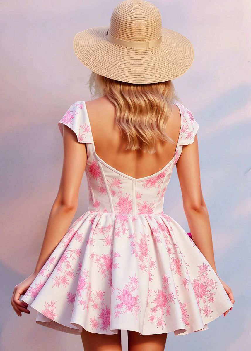 Godiva | Floral Homecoming Dress: Feel Stunning in Light Pink Satin for Your Dance - Light Pink Floral - PromDressClub