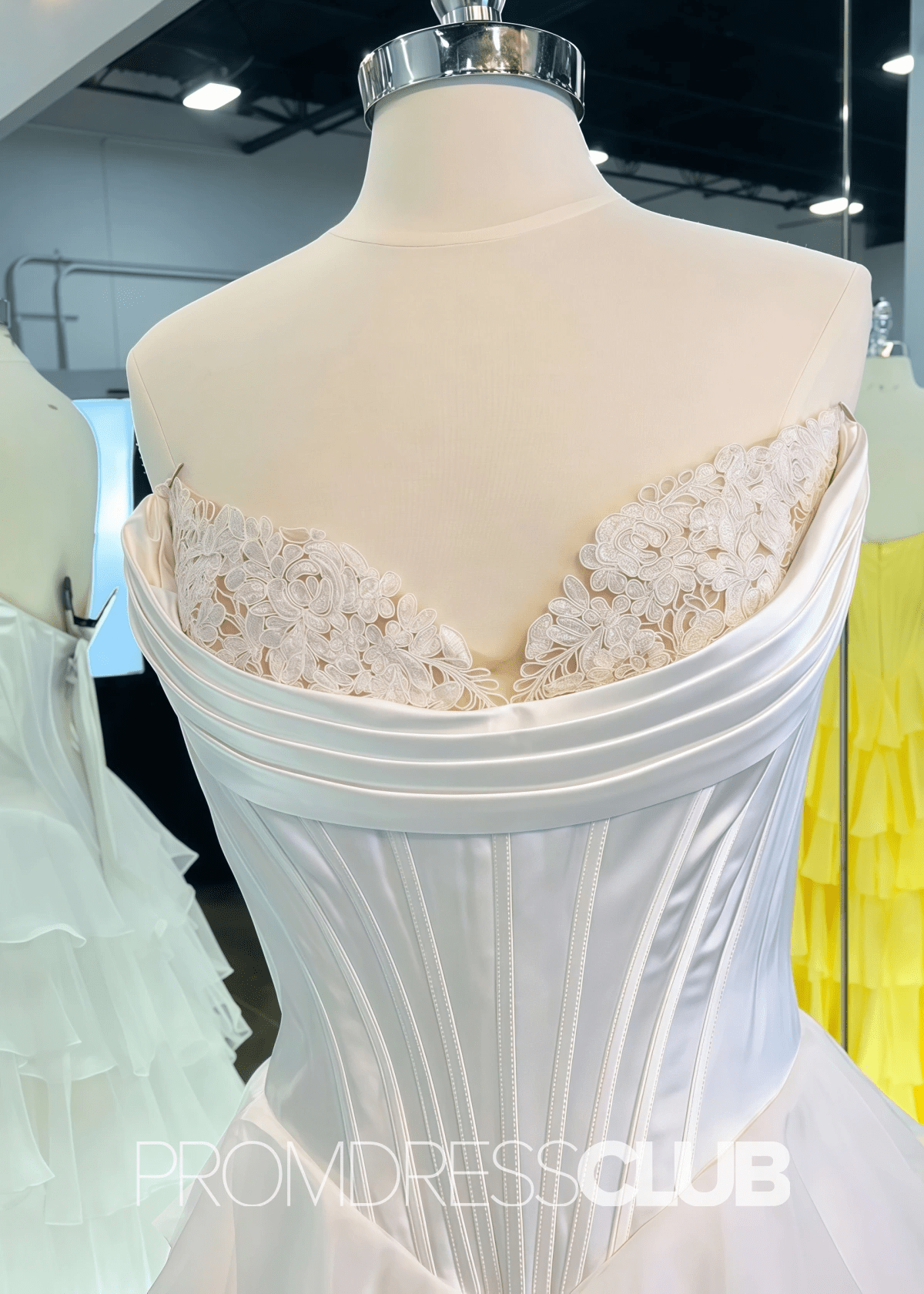 Harriet | Strapless Sweetheart Ruffle Red Prom Dress - White - PromDressClub