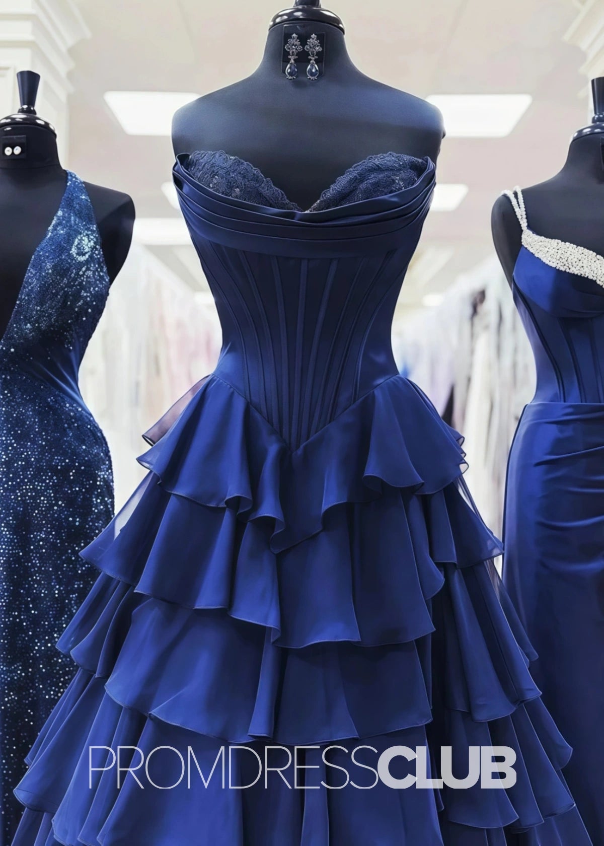 Harriet | Strapless Sweetheart Ruffle Red Prom Dress - Yellow - PromDressClub