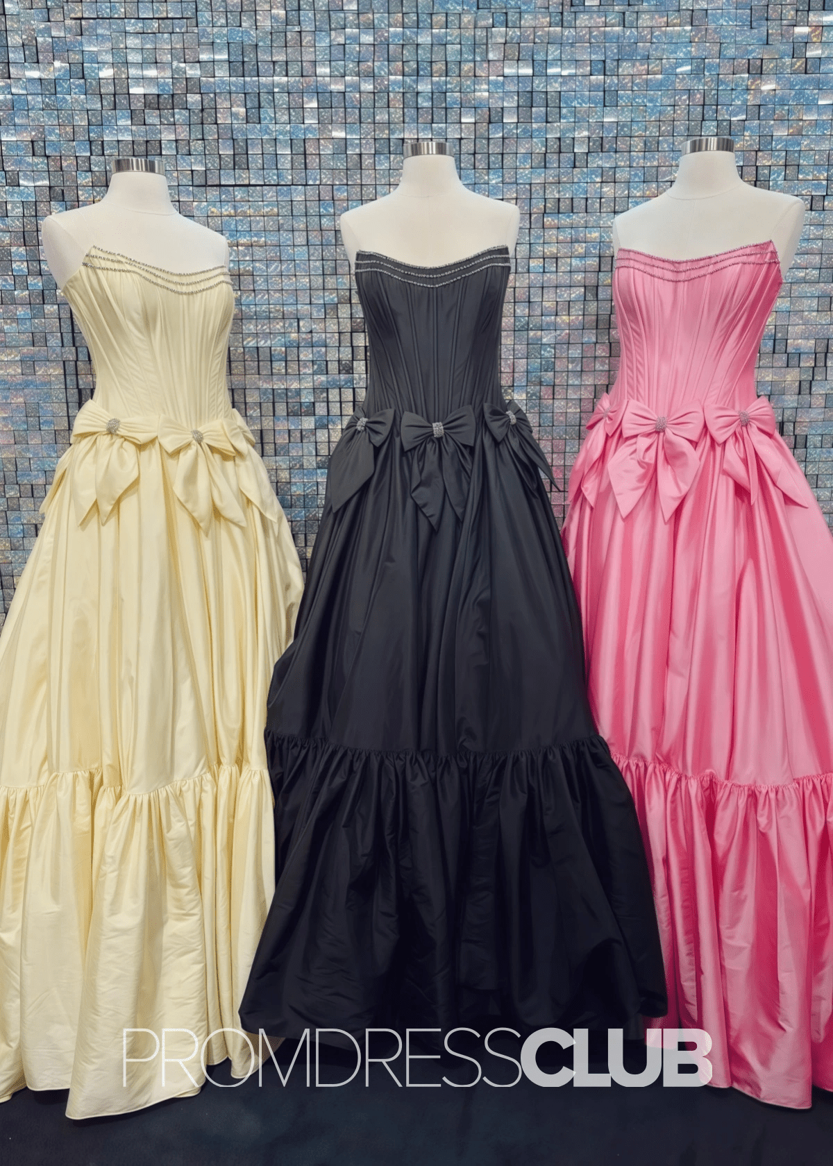 Hazel | A Line Bow Knots Long Prom Dress Light Blue - Yellow - PromDressClub