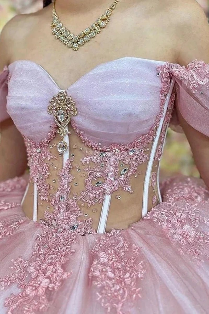 Helena | Stunning Blush Pink Quinceanera Dresses and Trendy Pink Sweet 16 Dresses for Your Special Night - Light Pink - PromDressClub