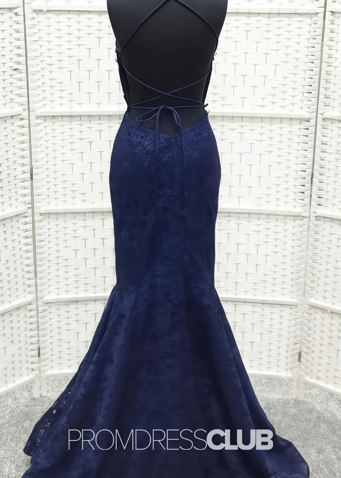 Ida |Long Navy Blue Prom Dresses Store With Backless Strapless Mermaid Lace - Price #price_variant_lowest# - Navy Blue - PromDressClub