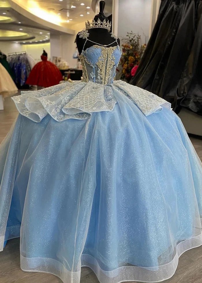 Irene | Stunning Sparkling Light Blue Quince Dresses for Unforgettable Celebrations - Light Blue - PromDressClub