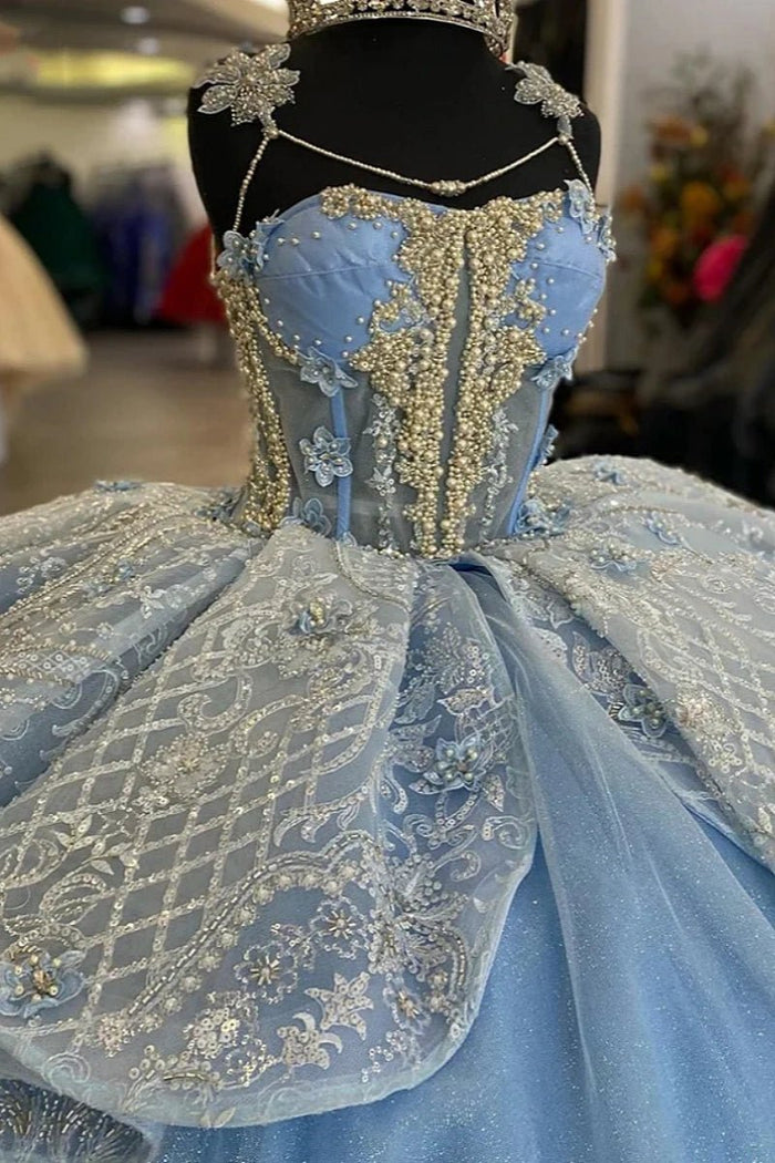 Irene | Stunning Sparkling Light Blue Quince Dresses for Unforgettable Celebrations - Light Blue - PromDressClub