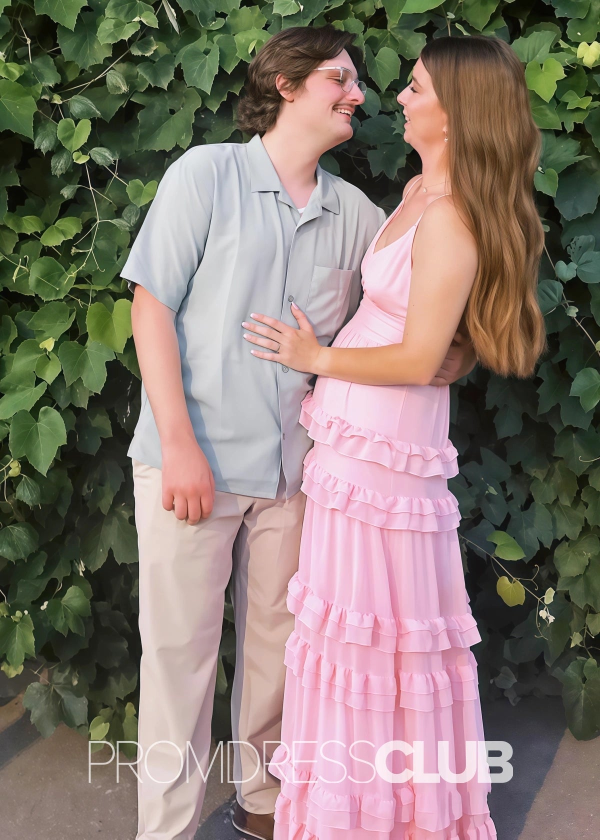 Irene | Tiered Ruffles Pink Chiffon Prom Dress - Price #price_variant_lowest# - Pink - PromDressClub