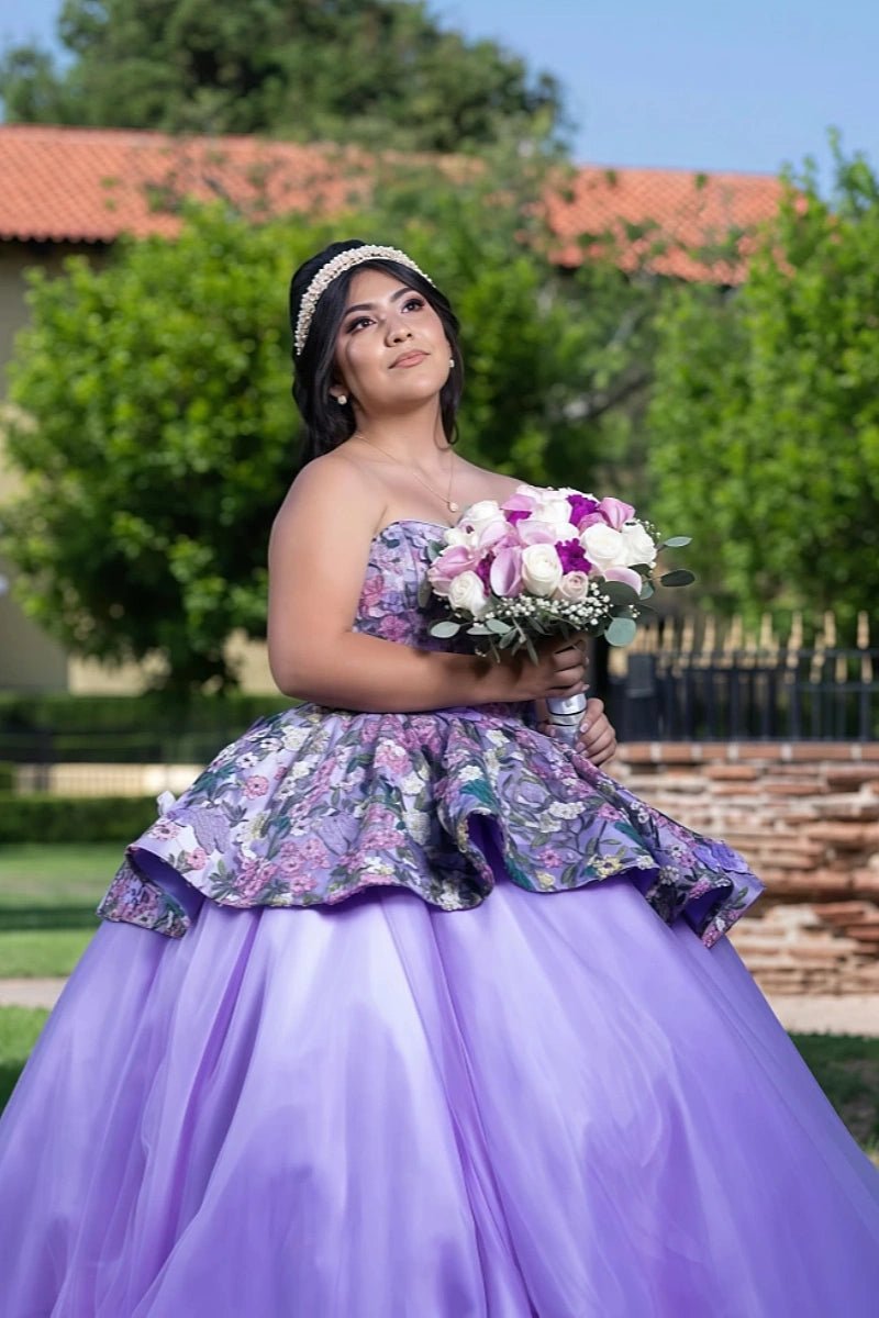 Jasmine | Enchanting Purple Quince Dresses with Blooming Floral Designs - Purple - PromDressClub