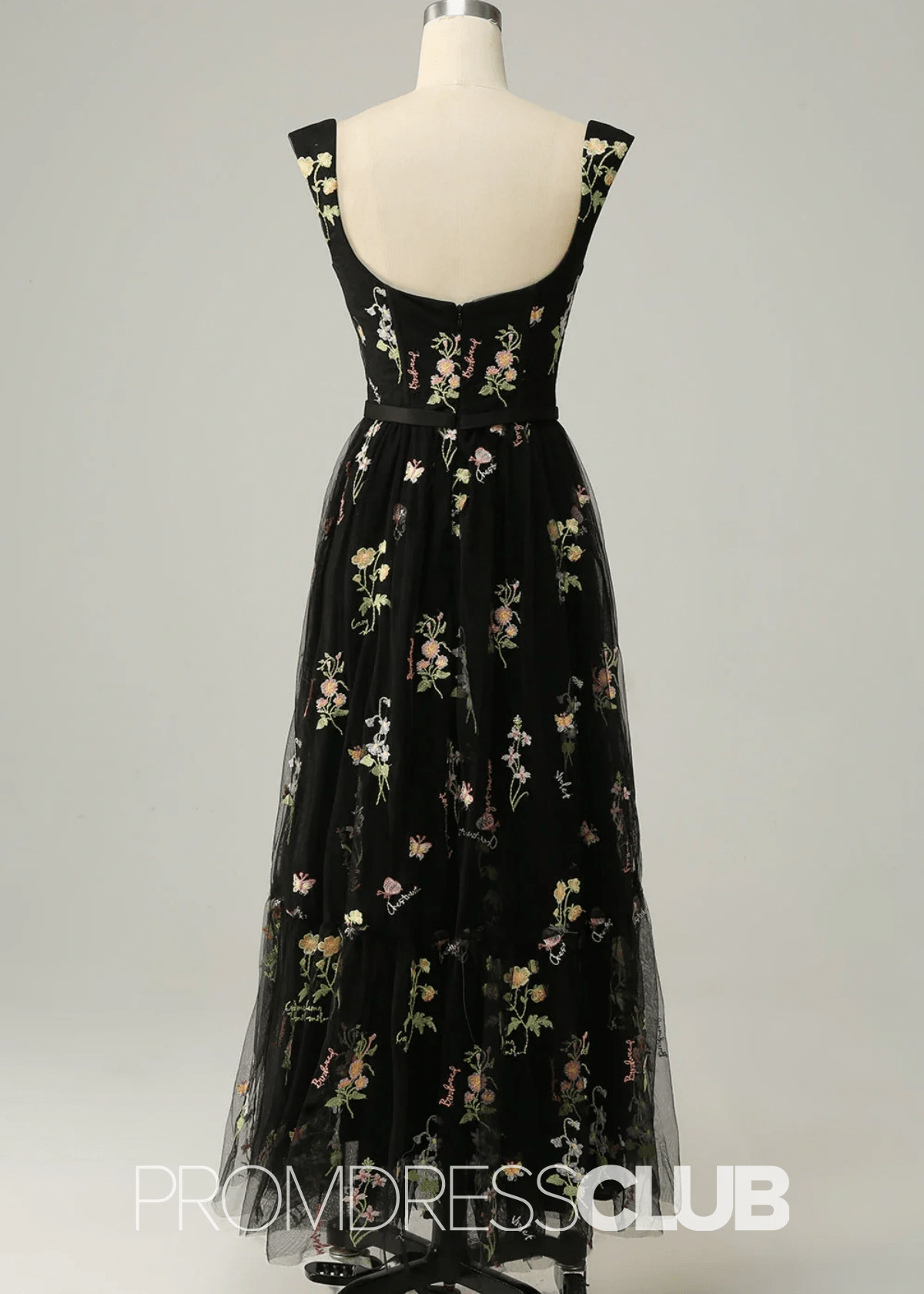 Jennifer | Light Purple Floral A Line Sweetheart Midi Prom Dress - Price #price_variant_lowest# - Black Floral - PromDressClub