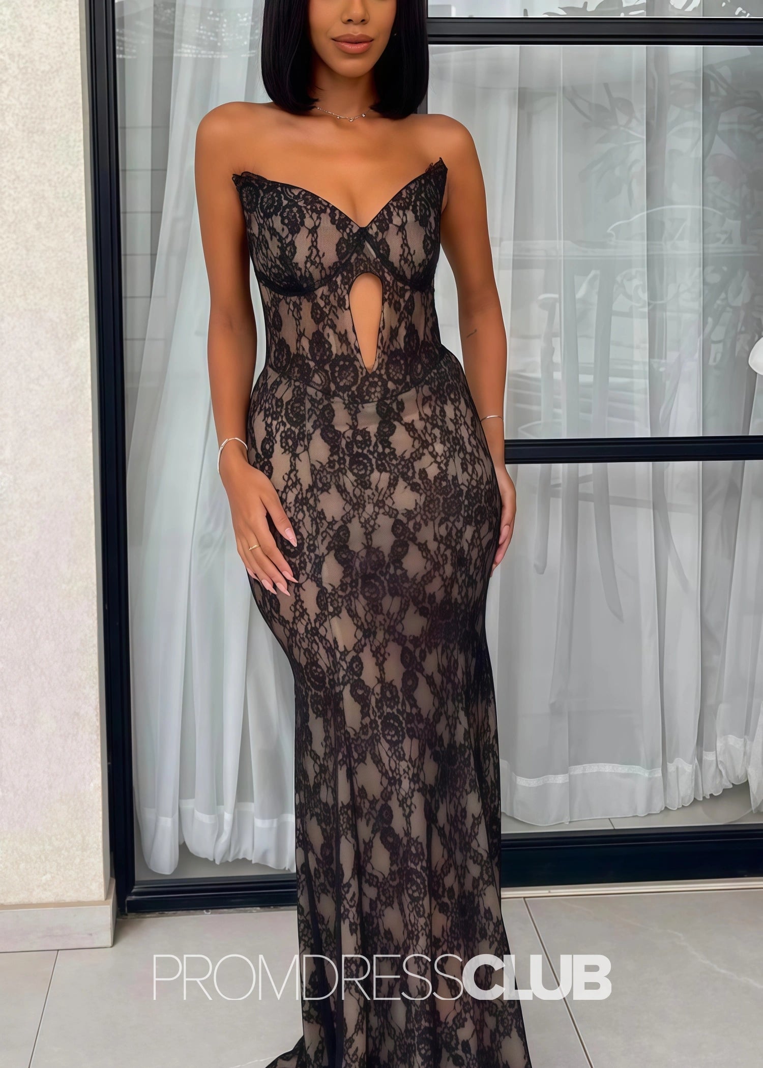 Jessie |Black Long Prom Dresses Near Me With Lace Mermaid Sweetheart V - Neck Sleeveless - Price #price_variant_lowest# - Black - PromDressClub