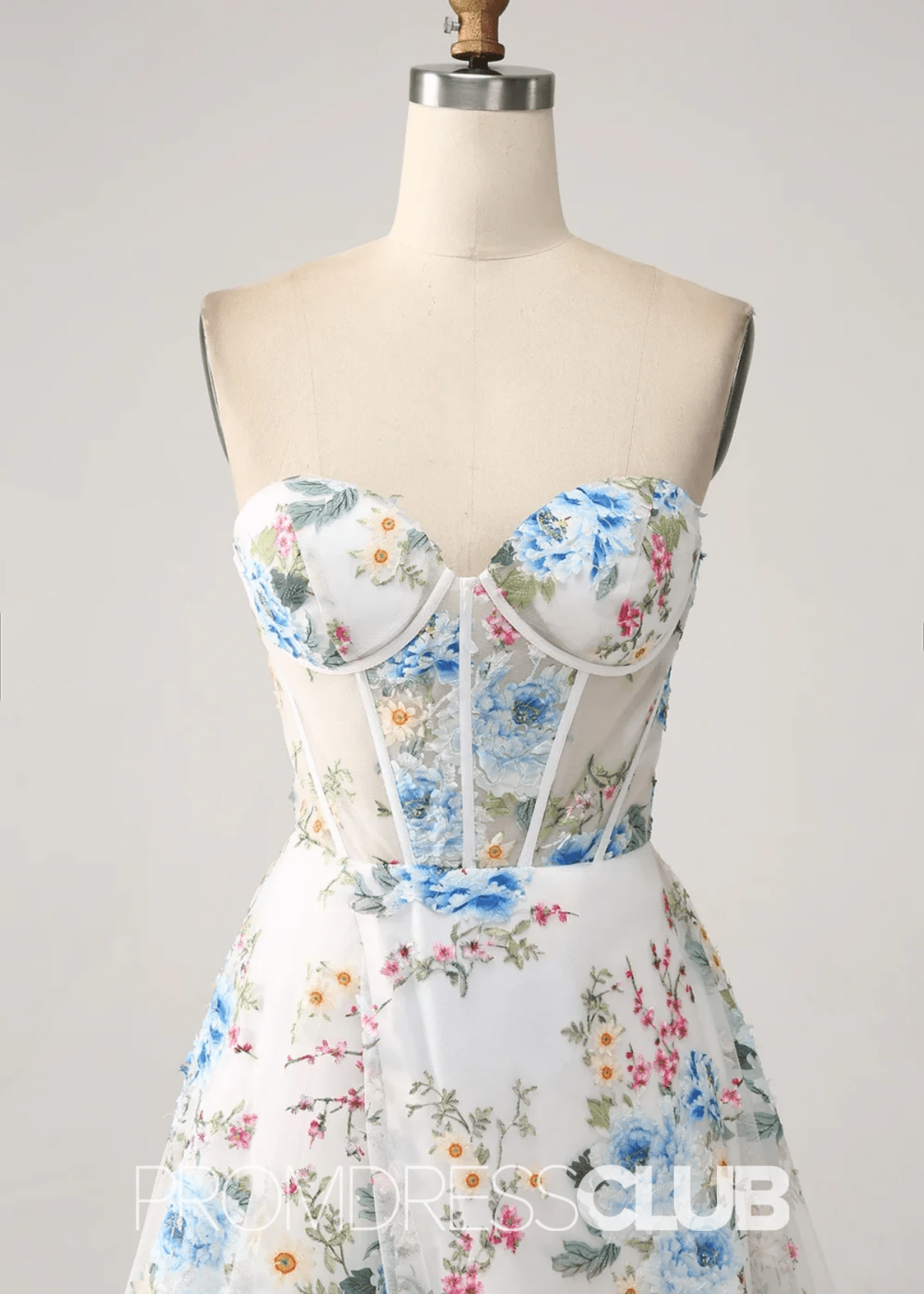 Jessie | Ivory Floral Sweetheart A Line Long Prom Dress - Price #price_variant_lowest# - Ivory Floral - PromDressClub