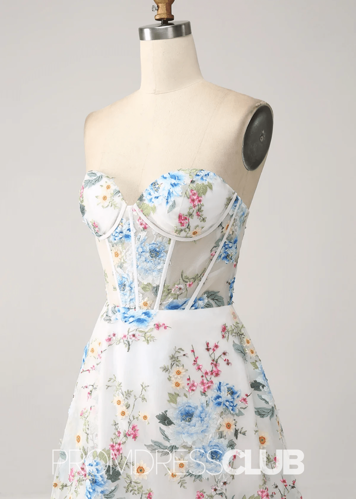 Jessie | Ivory Floral Sweetheart A Line Long Prom Dress - Price #price_variant_lowest# - Ivory Floral - PromDressClub