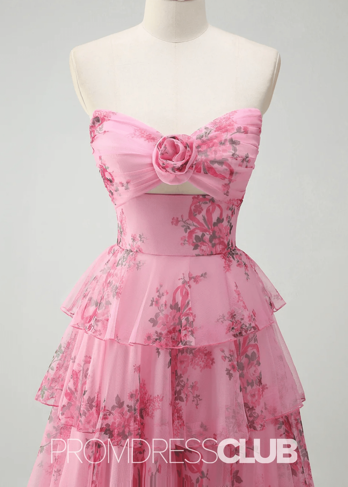 Joanna | Blush Floral A Line Long Prom Dress with Slit - Price #price_variant_lowest# - Blush Floral - PromDressClub