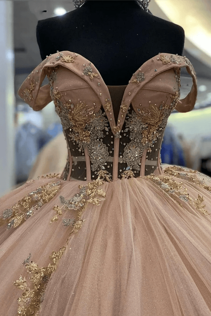 Joelle | Step Into Stardom with Breathtaking Rose Gold Quince Dresses - Rose Gold - PromDressClub