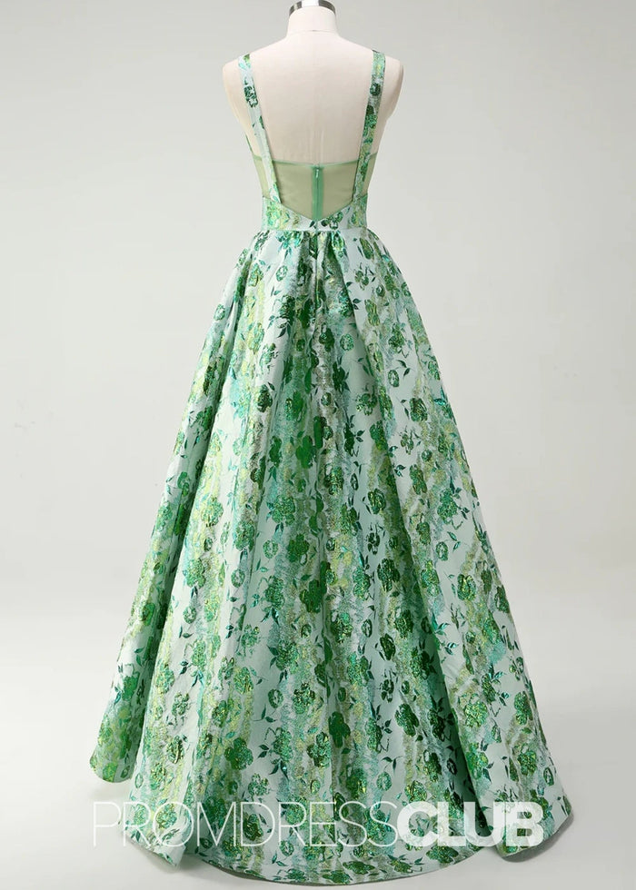 Judith | Sparkly Green Floral Spaghetti Straps Long Prom Dress | PromDressClub Judith | Sparkly Green Floral Spaghetti Straps Long Prom Dress | PromDressClub