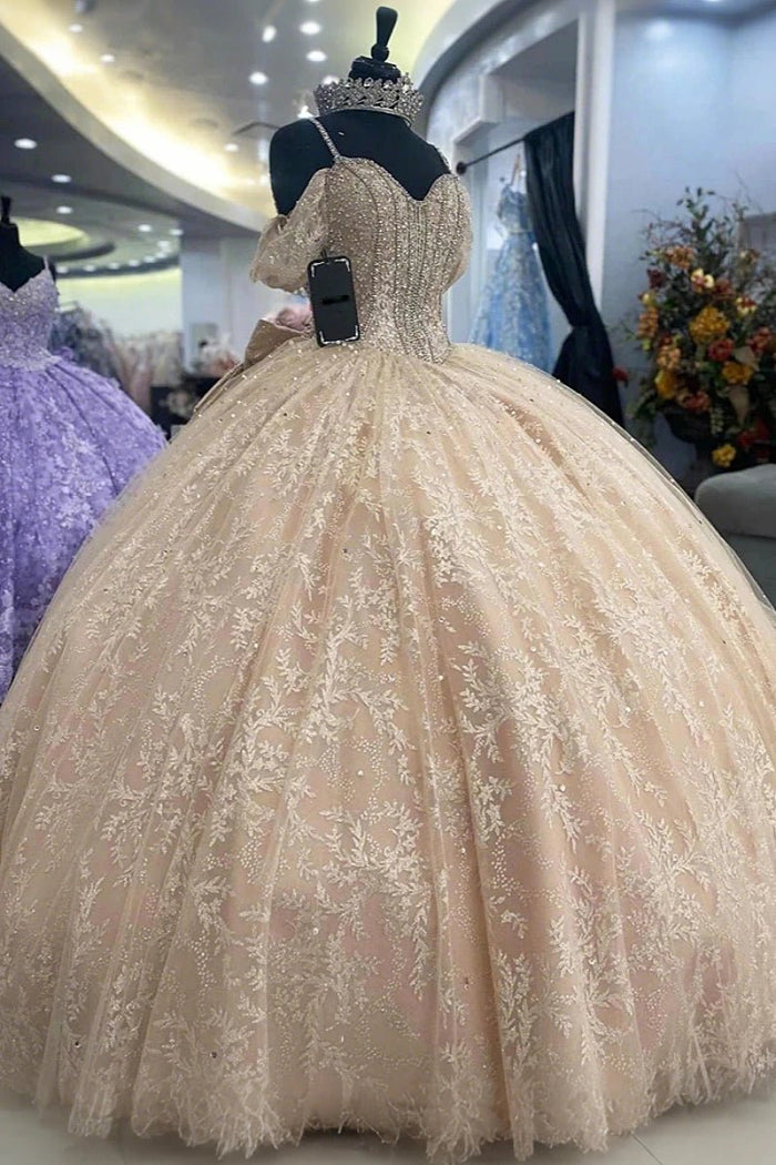 Julia | Discover Our Champagne Quince Dresses - Shine at Your Celebration - Champagne - PromDressClub