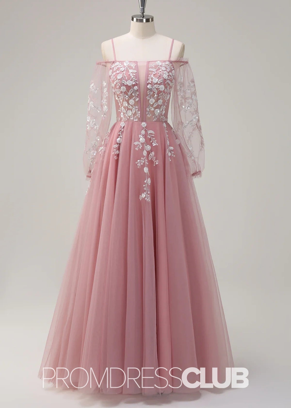 Julie | A - Line Cold Shoulder Sparkly Royal Blue Long Prom Dress - Price #price_variant_lowest# - Royal Blue - PromDressClub