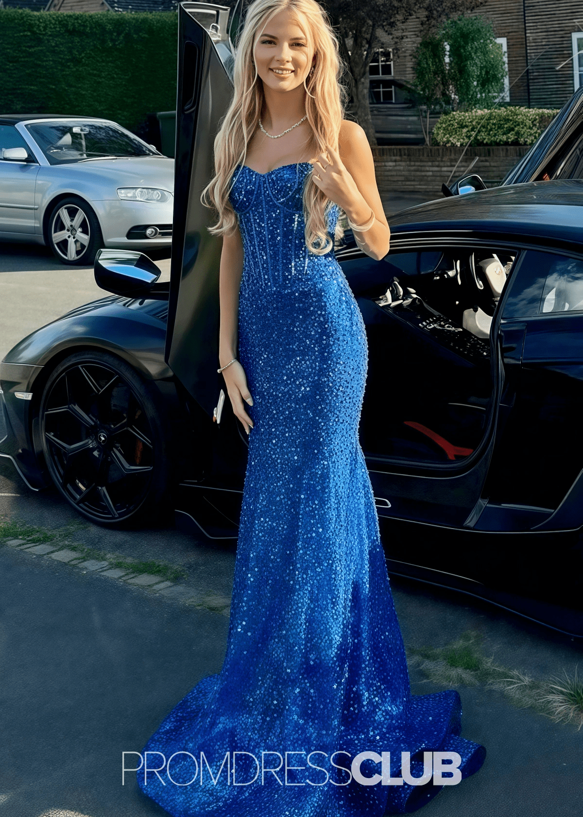 June | Mermaid Spaghetti Straps Light Pink Sequin Long Prom Dress - Price #price_variant_lowest# - Royal Blue - PromDressClub