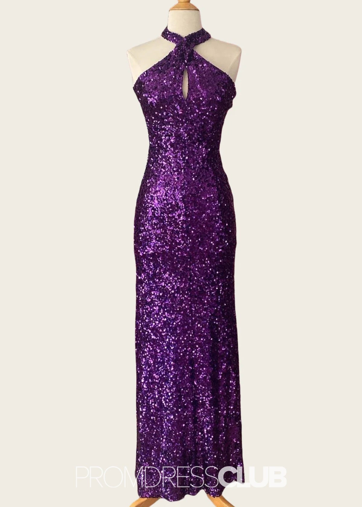 Kama | Mermaid Halter Dark Purple Sequin Long Prom Dress - Price #price_variant_lowest# - Dark Purple - PromDressClub