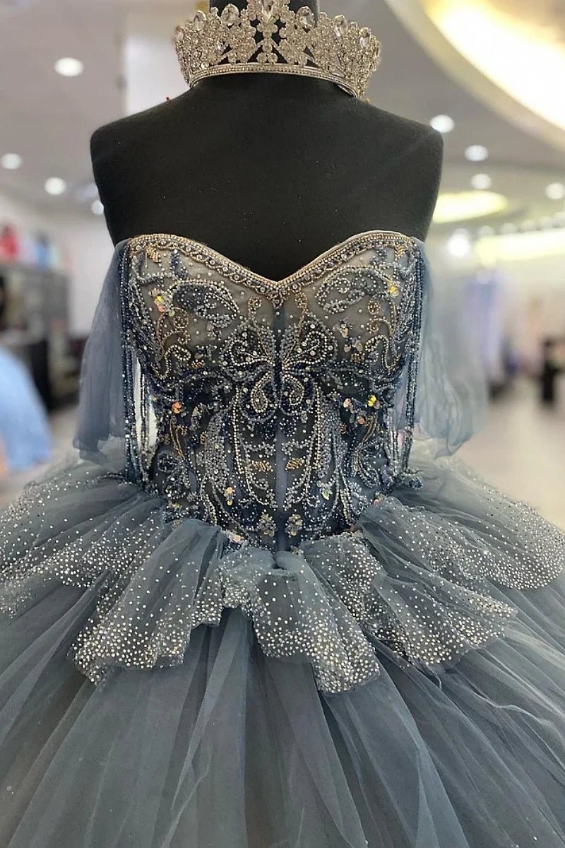 Karla | Step Into Elegance with Our Grey Quince Dress - Grey - PromDressClub