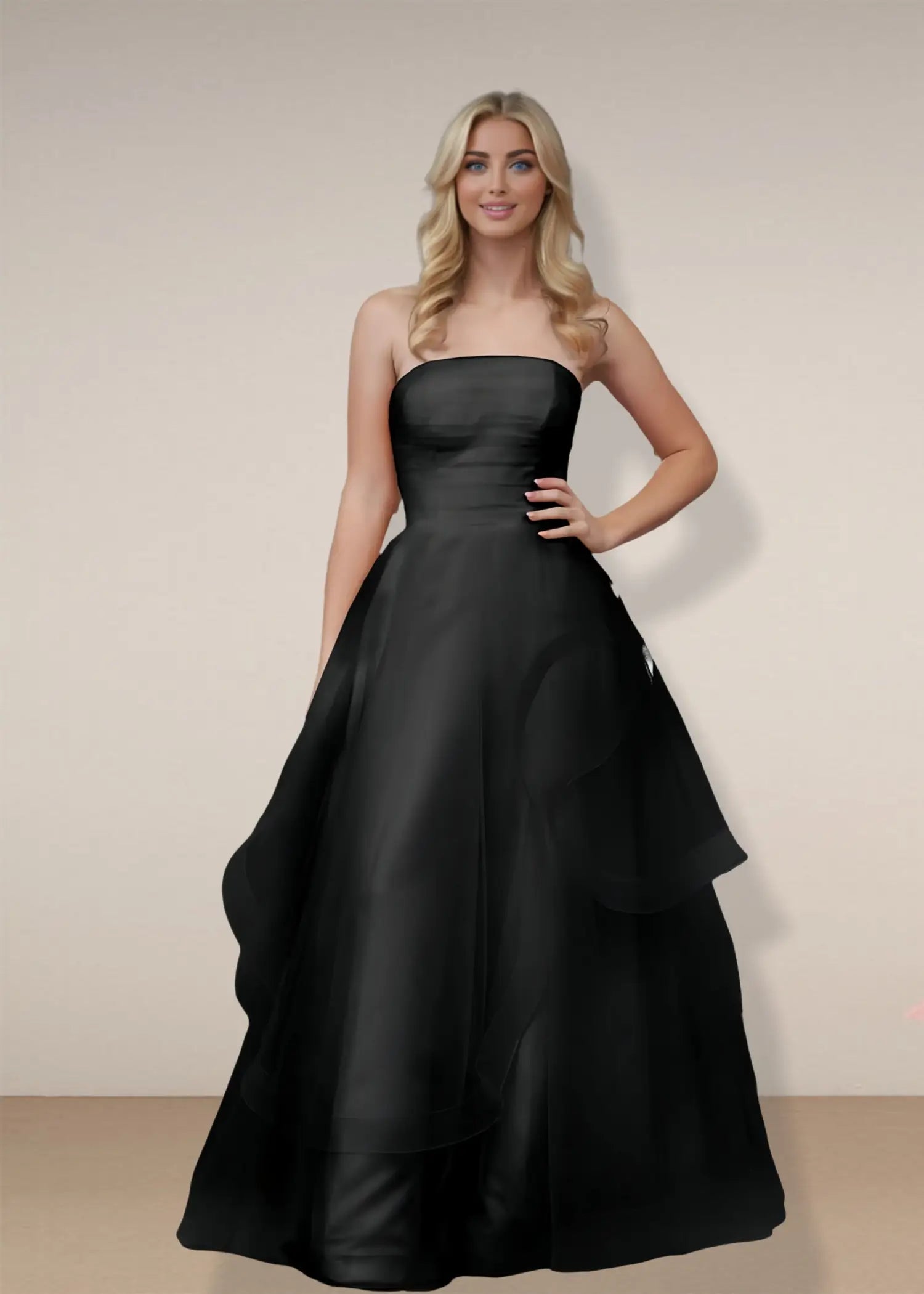 Katie | A Line Strapless Hot Pink Corset for Tulle Prom Dress - Black - PromDressClub