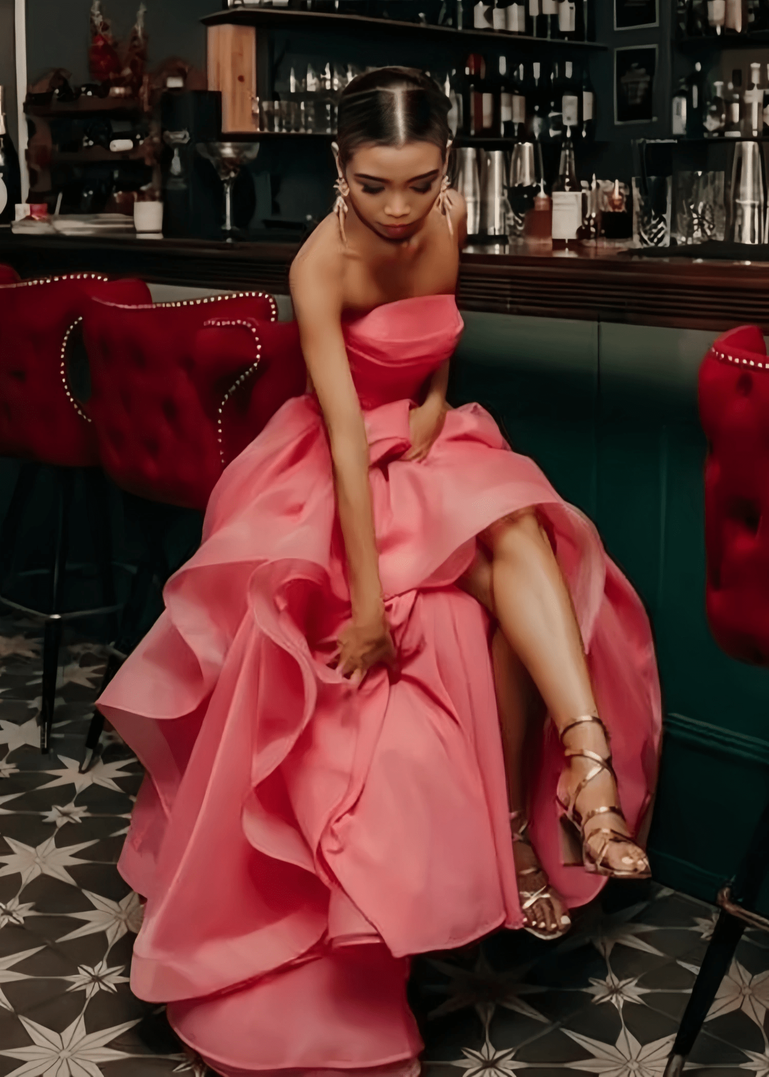 Katie | A Line Strapless Hot Pink Corset for Tulle Prom Dress - Peach - PromDressClub