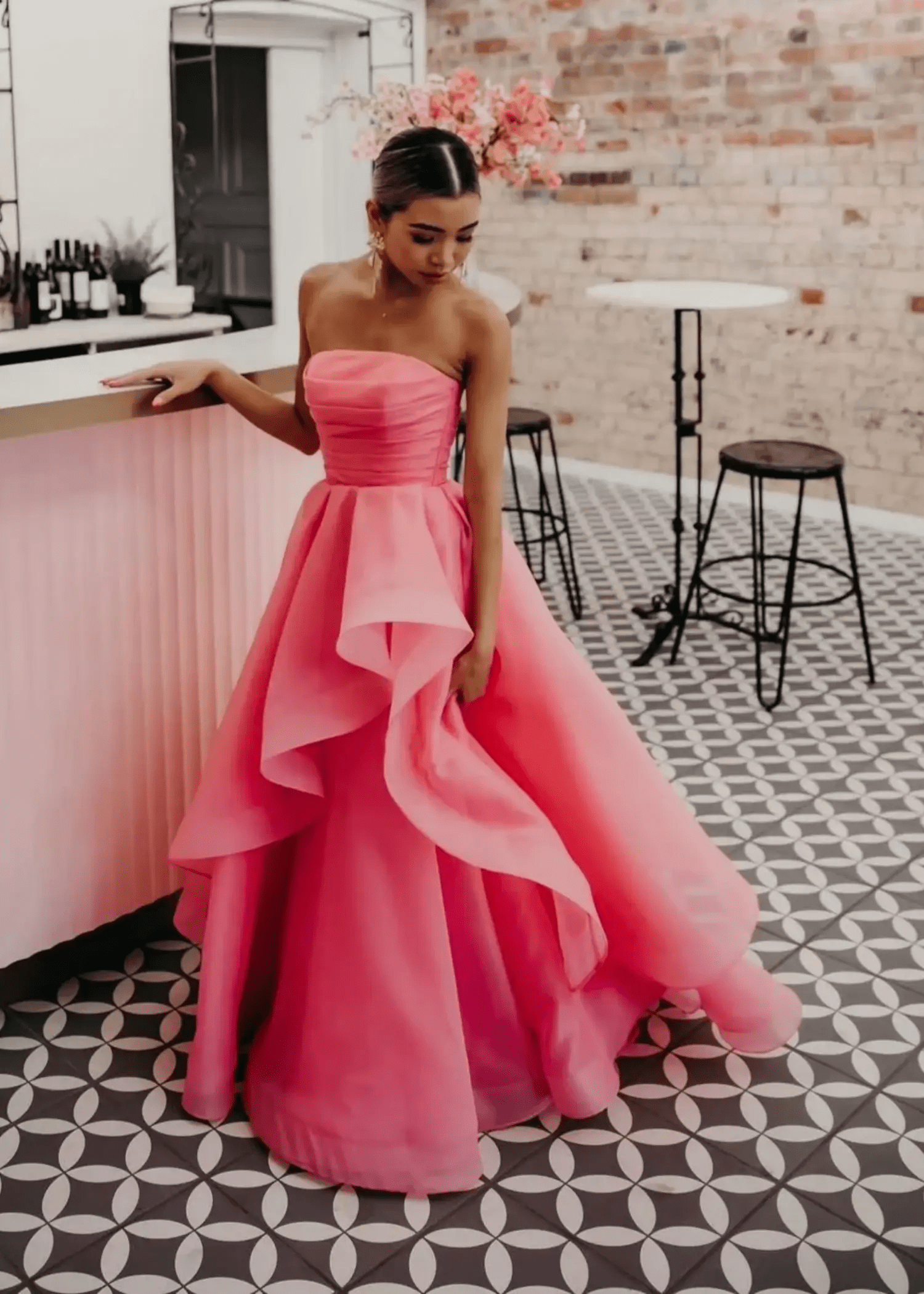 Katie | A Line Strapless Hot Pink Corset for Tulle Prom Dress - Peach - PromDressClub