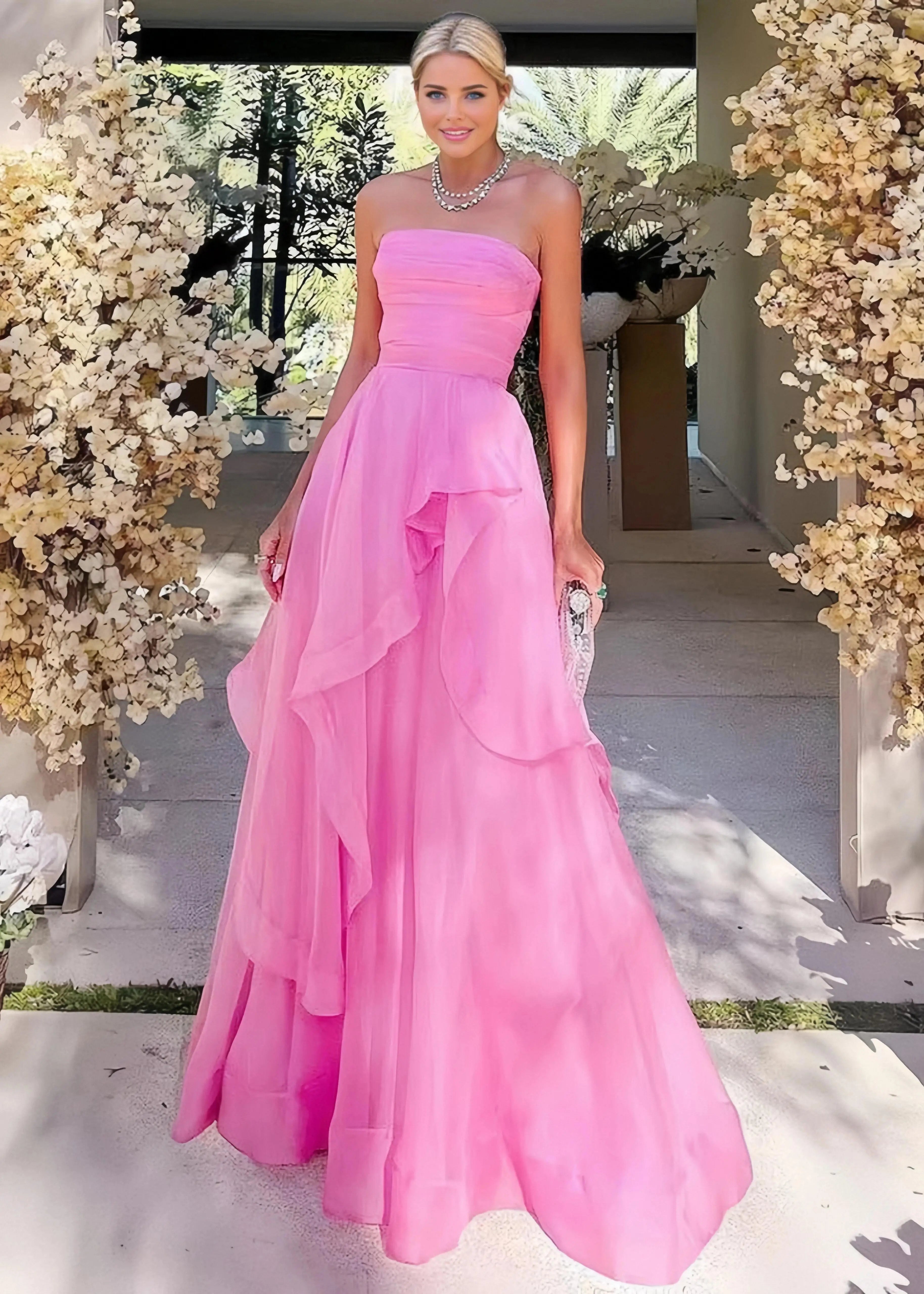 Katie | A Line Strapless Hot Pink Corset for Tulle Prom Dress - Hot Pink - PromDressClub