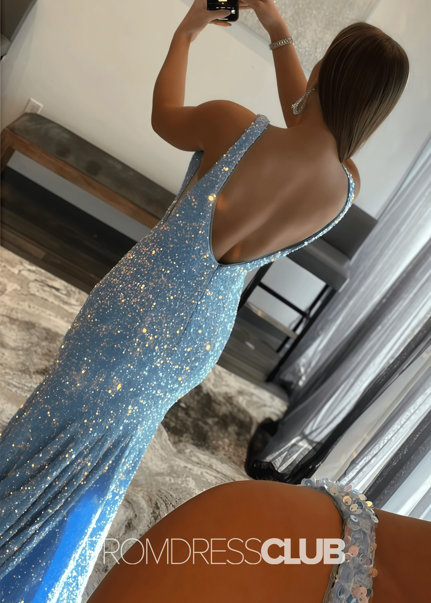 Kitty |Long Light Blue Prom Dresses Near Me With Sequin V Neck Mermaid - Price #price_variant_lowest# - Light Blue - PromDressClub