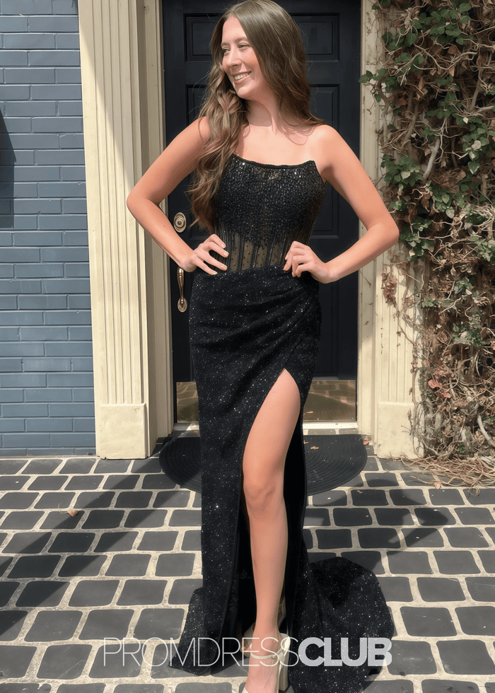 Laura | Mermaid Strapless Pink Sequin Long Prom Dress - Price #price_variant_lowest# - Black - PromDressClub