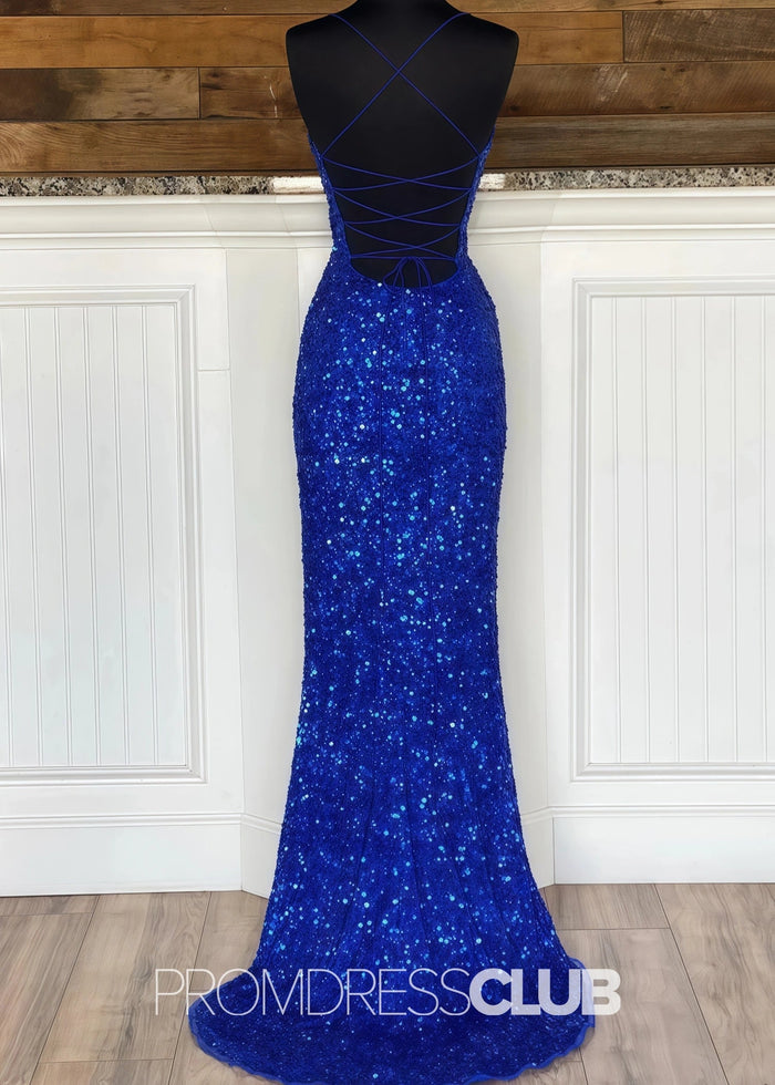 Laurel |Long Royal Blue Prom Dresses Near Me With Strapless Sequins Mermaid High Slit - Price #price_variant_lowest# - Royal Blue - PromDressClub