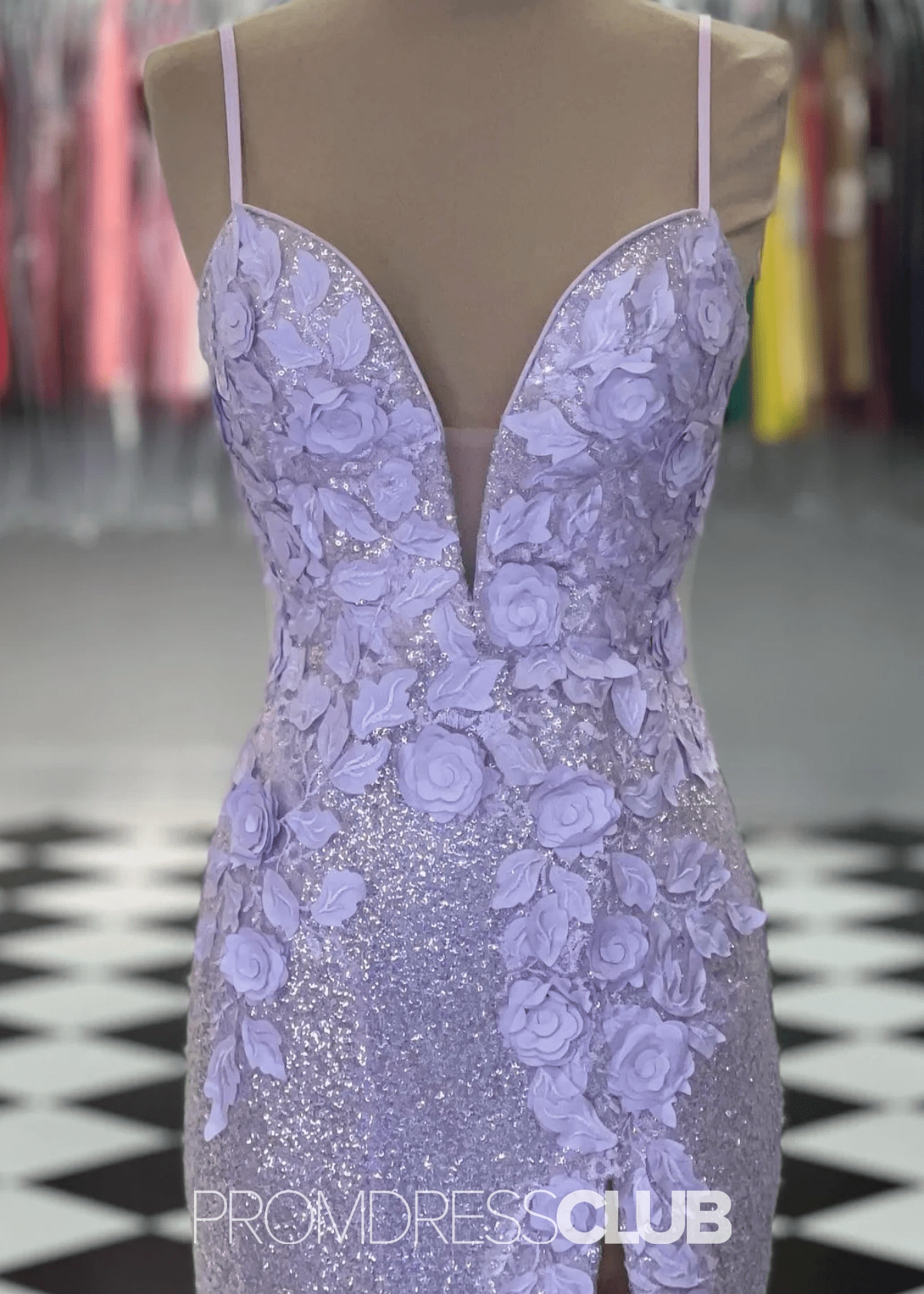 Lauren | Mermaid Light Blue Sequin Long Prom Dress - Price #price_variant_lowest# - Lilac - PromDressClub