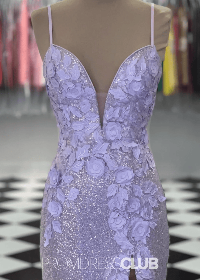 Lauren | Mermaid Light Blue Sequin Long Prom Dress - Price #price_variant_lowest# - Lilac - PromDressClub