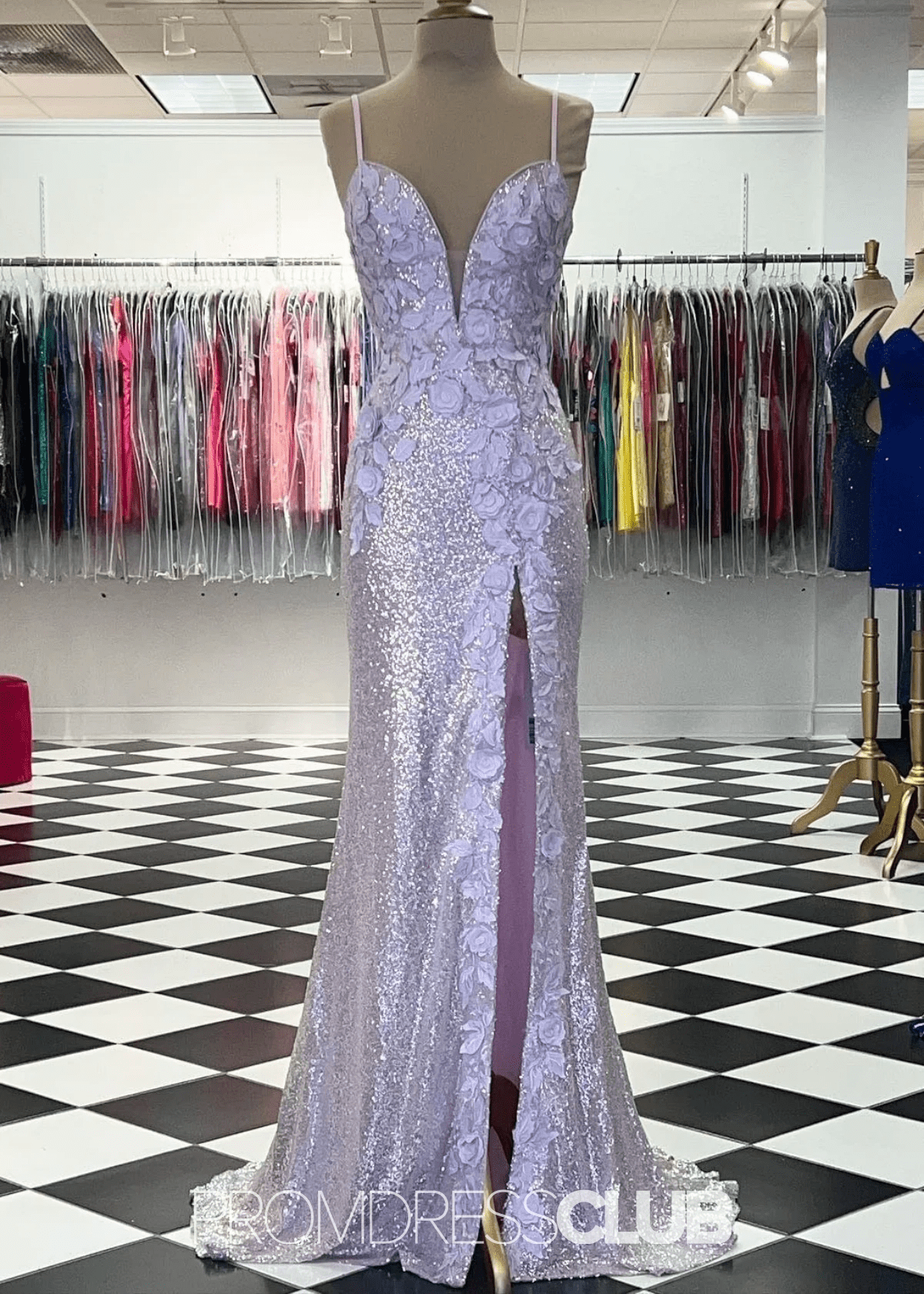 Lauren | Mermaid Light Blue Sequin Long Prom Dress - Price #price_variant_lowest# - Lilac - PromDressClub