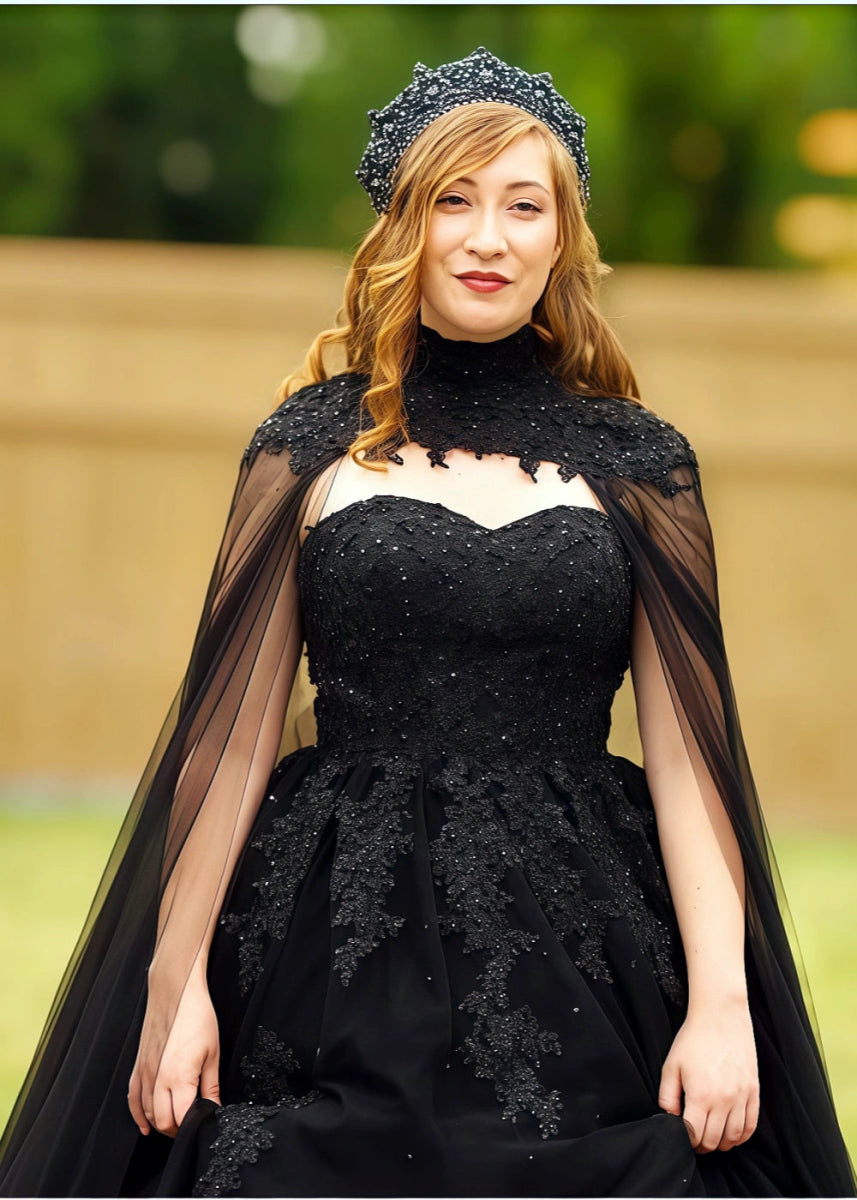 Leanne | Elegant Black Wedding Dresses for Bold Brides - Black - PromDressClub