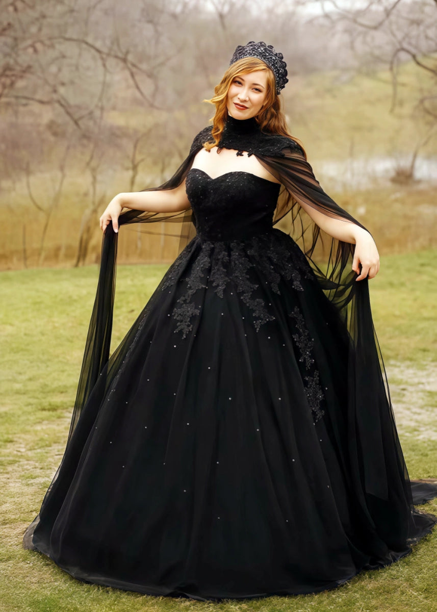 Leanne | Elegant Black Wedding Dresses for Bold Brides - Black - PromDressClub