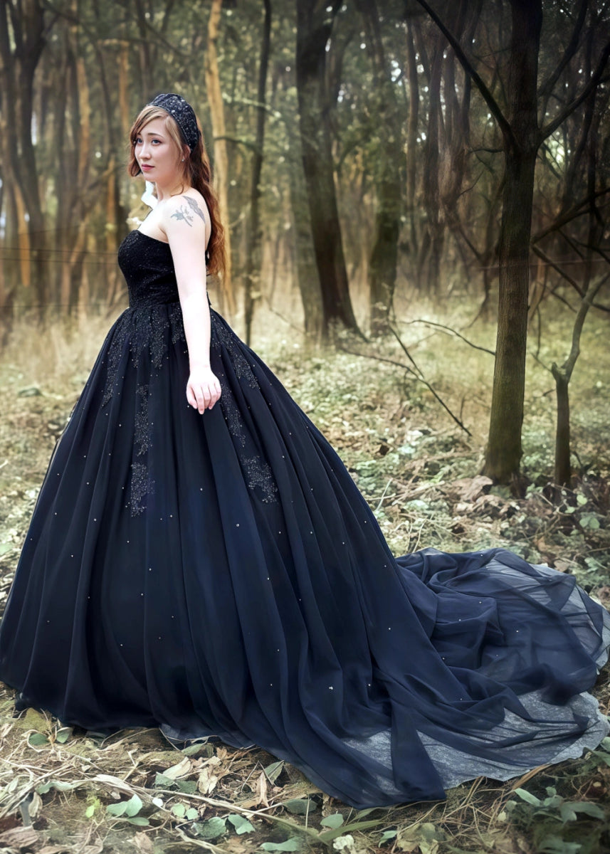Leanne | Elegant Black Wedding Dresses for Bold Brides - Black - PromDressClub