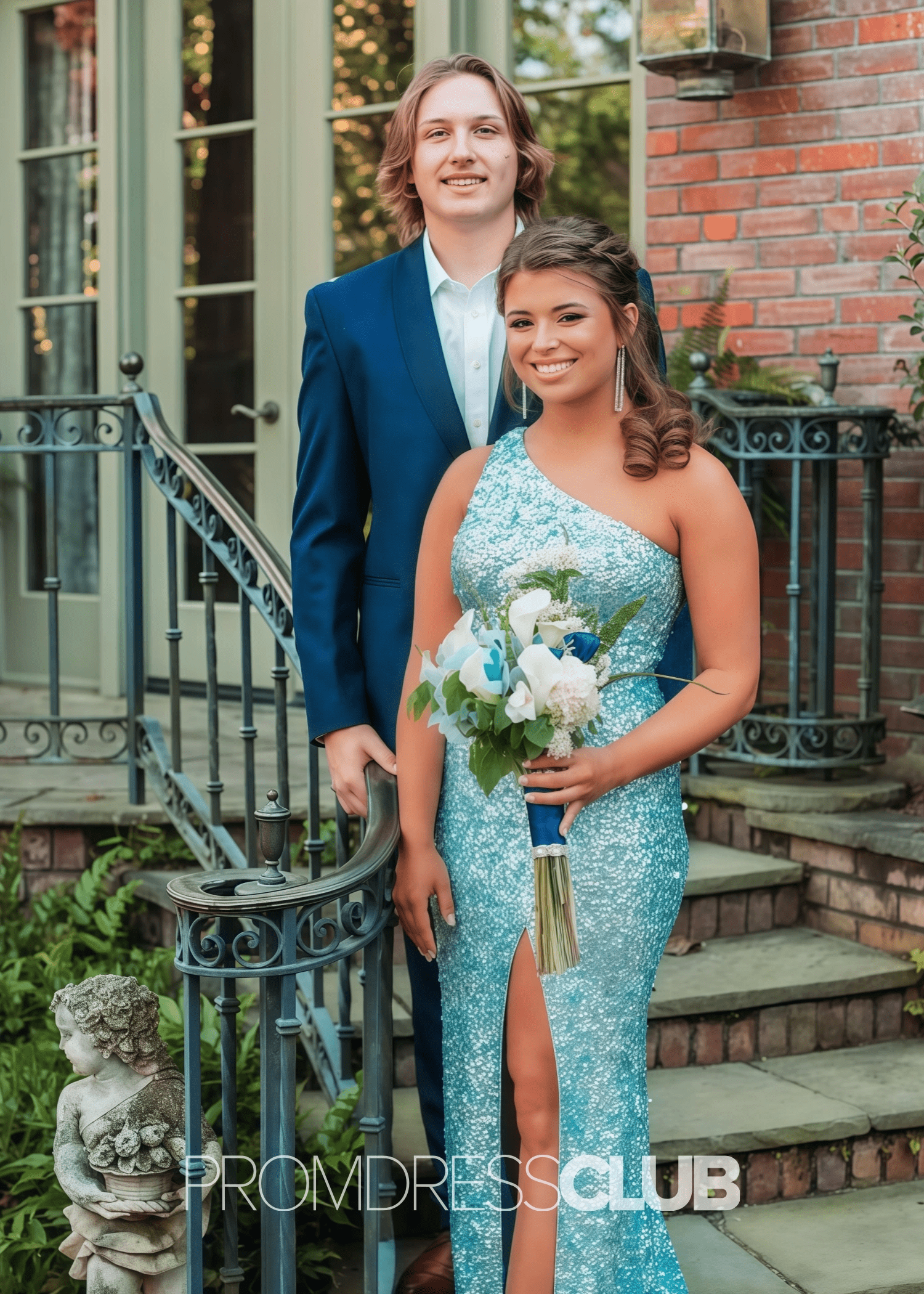 Leila |Long Orange Prom Dresses Near Me With One Shoulder Sequins Mermaid Slit - Price #price_variant_lowest# - Green - PromDressClub