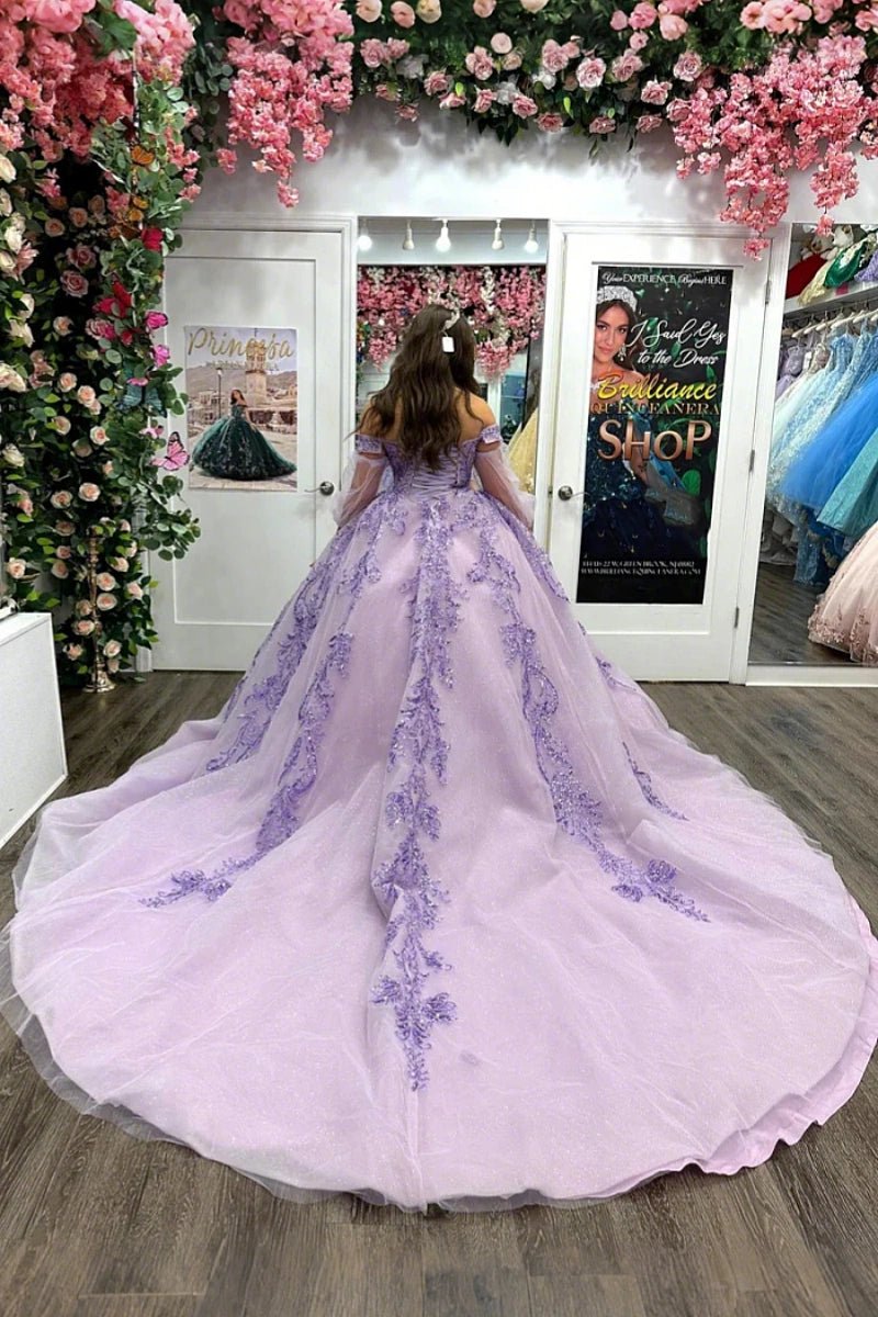 purple dresses for sweet 16 Ball Gown Straps Lilac Organza Sweet 16 Dresses P2044 PreppyDress