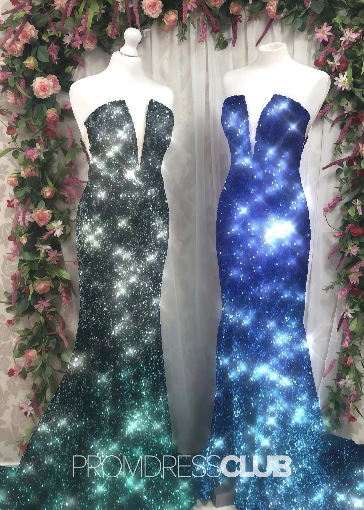 Lesley |Long Green Prom Dresses Near Me With Sequin Strapless V Neck Mermaid - Price #price_variant_lowest# - Blue - PromDressClub