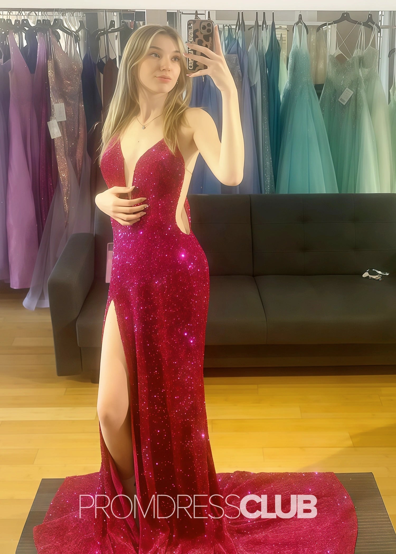 Lilith |Plue Size Royal Blue Long Prom Dresses Near Me With Sequin Strapless V Neck Mermaid Slit - Price #price_variant_lowest# - Red - PromDressClub