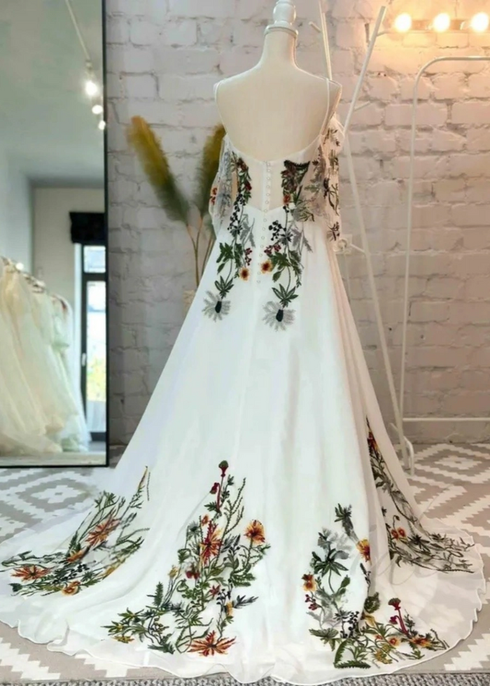 Liz | Discover the Dream Floral Wedding Dress for Your Big Day - Ivory Floral - PromDressClub